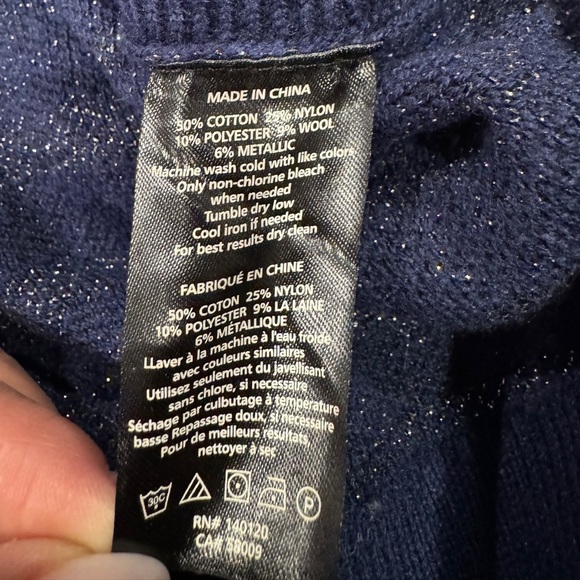 Stella & Dot Navy Metallic Zebra Print Sweater Medium - Picture 6 of 6